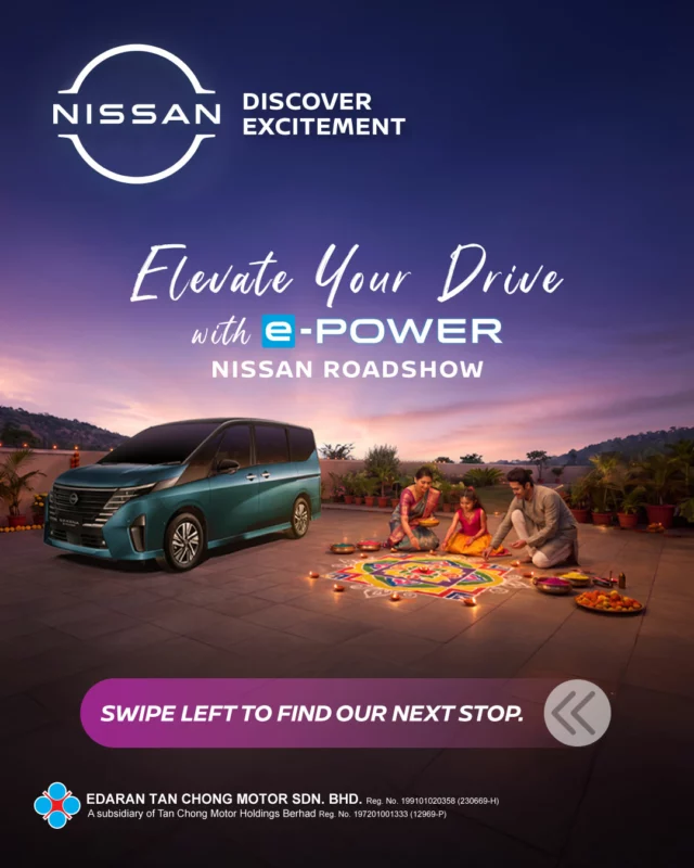 Bring more light and excitement to every journey ahead.Get up close with the Nissan Serena e-POWER at the Nissan Roadshow and discover more comfort, more togetherness and more excitement.
📍 Visit a Nissan Roadshow near you!#Nissan #NissanRoadshows #ePOWER #October2026 #NissanMalaysia #DiscoverExcitement