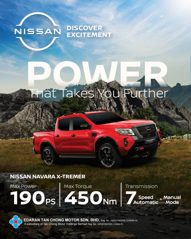 Power that takes you further. ⛰️
More power. More capability. More places to explore.
Take on the journey with the Nissan Navara X-Tremer, powered by 190 PS and 450 Nm of torque.
#Nissan #NavaraXTremer #BoldInsideOut #NoTaskTooTough #NissanMalaysia #DiscoverExcitement