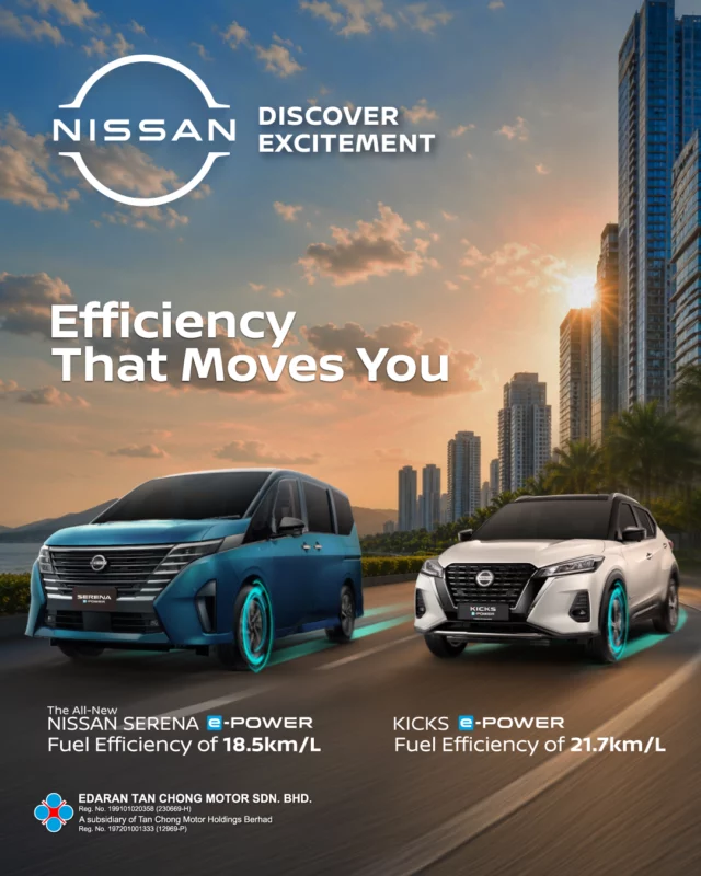 Every kilometre counts. ⚡
Experience electric-like performance with impressive fuel efficiency in the Nissan KICKS e-POWER and All-New Nissan Serena e-POWER.
Go further. Enjoy more.#Nissan #epower #Serena #SerenaePOWER #KICKS #KICKSePOWER #NissanMalaysia #DiscoverExcitement