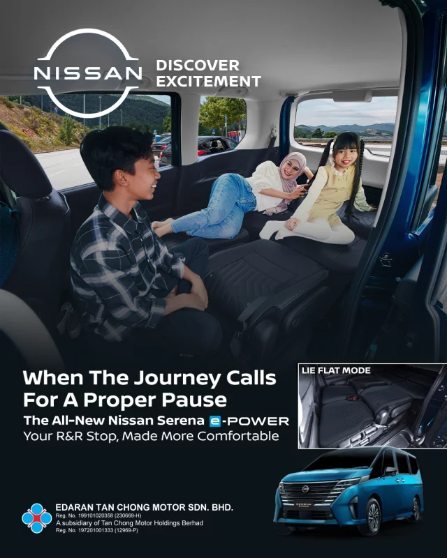 Long drive? Time for a proper pause. 🛣️✨
With Lie Flat Mode, your R&R stop becomes a little more comfortable. Stretch out, unwind and recharge before continuing the journey.
Your R&R Stop, Made More Comfortable.
#Nissan #ePOWER #Serena #SerenaePOWER #KICKS #KICKSePOWER #NissanMalaysia #DiscoverExcitement