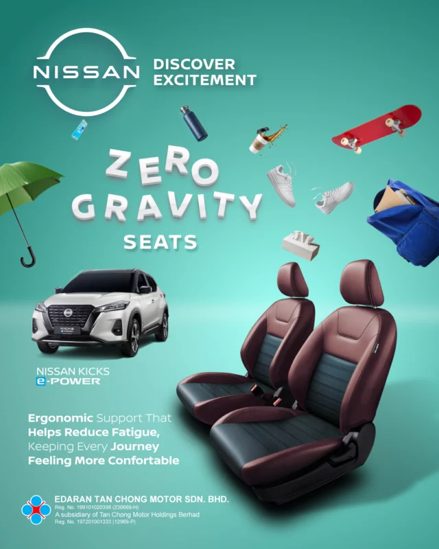 With Zero-Gravity Seats, the Nissan KICKS e-POWER is designed to support your natural posture and help reduce fatigue — keeping you comfortable from start to destination. Sit back. Settle in. Let every drive feel better. ⚡#Nissan #NissanKICKS #KICKSePOWER #ePOWER #NissanMalaysia #DiscoverExcitement