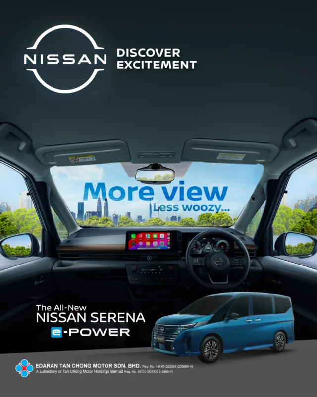The All-New Nissan Serena e-POWER gives you a wider, more open view of the road and surroundings, helping every journey feel more comfortable and relaxing. From the morning school run to weekend family adventures, enjoy the journey with a view that lets you see more and feel at ease.
See more. Feel better. Enjoy the ride.#Nissan #Serena #SerenaePOWER #BigEasyFun #NissanMalaysia #DiscoverExcitement