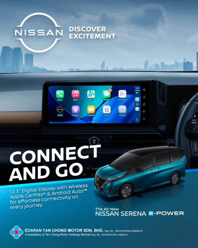 Your world, right at your fingertips.With a 12.3-inch Digital Display and Wireless Apple CarPlay® & Android Auto™, the All-New Nissan Serena e-POWER keeps navigation, music and your favourite apps seamlessly connected.Stay connected. Keep moving.#Nissan #Serena #SerenaePOWER #BigEasyFun #NissanMalaysia #DiscoverExcitement
